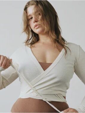 Ozma Dance Wrap Top, Silk Noil Jersey, Natural